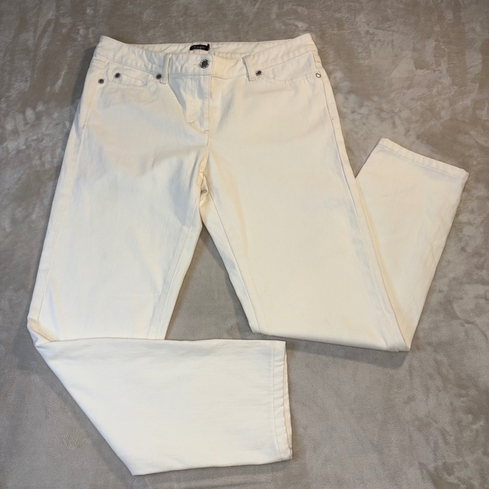 J. McLaughlin Womens Off White Cream Straight Leg‎ Denim Jeans Size 8 826-2095